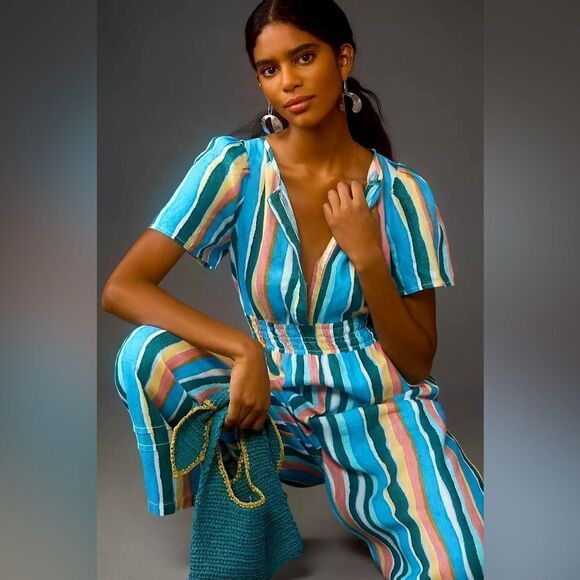 Anthropologie The Somerset Linen Jumpsuit NWT - Picture 3 of 9